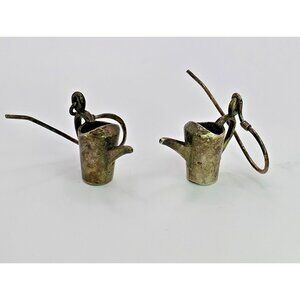 Sterling Silver Earrings Miniature Flower Watering Can garden Pitcher Vintage